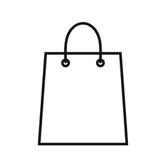 Simple outline of a shopping bag with handles, in black and white