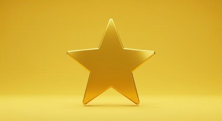 Obraz premium Three dimensional golden five point shape centered against a solid yellow background