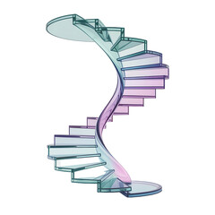 Obraz premium Abstract iridescent spiral staircase curving upwards with a futuristic design isolated on transparent background
