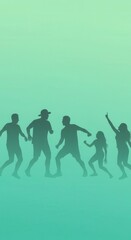 Fototapeta premium Silhouettes of active people engaged in energetic movement against a soft gradient background