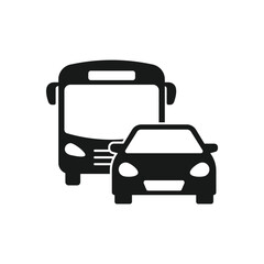 Commuter icon. Traffic. Busy road. Vector icon isolated on white background.