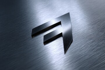 Modern Black Logo on Textured Metal Surface