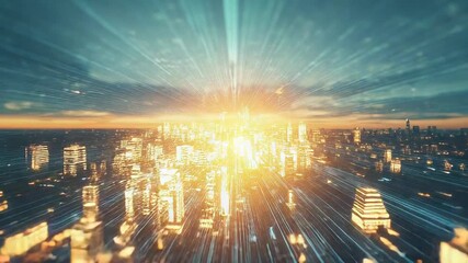 Digital data network connecting smart city infrastructure - Powered by Adobe