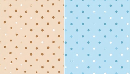 Two Seamless Polka Dot Patterns in Beige and Blue.