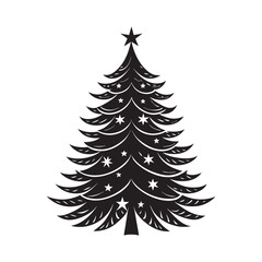 Fototapeta premium Layered Fir Christmas Tree Silhouette Outline Art