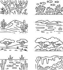 Natural Habitats Vector Icon Pack  Forests, Oceans, Deserts, and Beyond