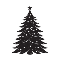 Obraz premium Snow Dusted Christmas Tree Silhouette Illustration