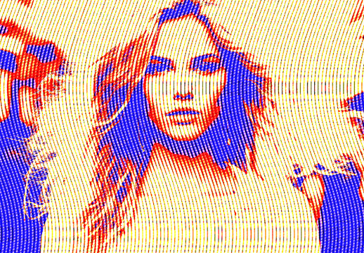 Blue And Beige Engraving Halftone Risograph Photo Effect