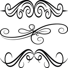 Elegant Black Swirl Divider Ornaments Set Vector on Transparent Background