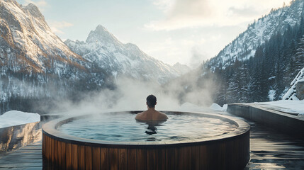 Outdoor Hot Tub with Stunning Rugged Snowy Mountain View