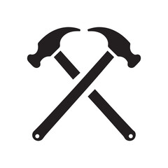 Dynamic Impact Crossed Hammer Logo Showing Movement Force and Industrial Power