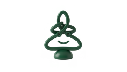 Green Stylized Christmas Tree With Face, Modern Design