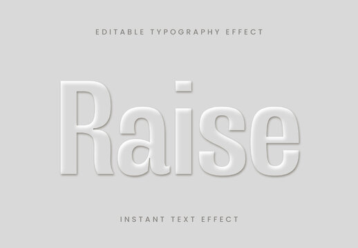 White And Gray Embossing Text Effect Carved Bold Font