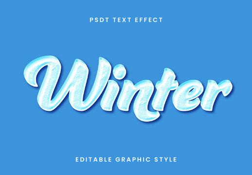 Blue And White Winter Text Effect Frozen Cartoon Stylish Font