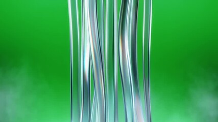 Close-up of translucent tubes or fibers against a vibrant green background with misty elements. - Powered by Adobe