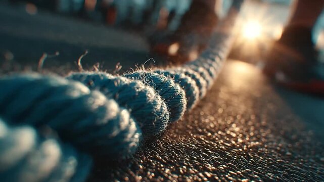 Close-up of exercise rope during sunset workout session