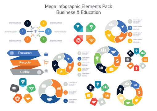 Mega infographic elements for business & education