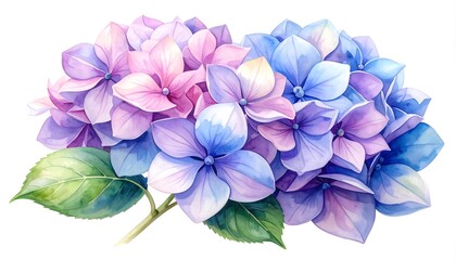 Watercolor Hydrangea Bloom - A Delicate Floral Illustration in Pastel Hues.