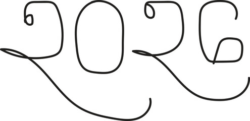  New year 2026 black and white vector on white background