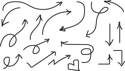  Set of black and white arrows on white background