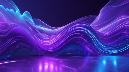  Futuristic glowing neon background of deep purple and blue gradient waves, with shimmering energy motion and vibrant innovation, where electric blue undertones bleed into rich purple hues, evoking a 