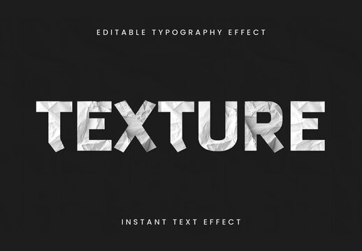 White Raised Paper Text Effect Wrinkled Bold Font