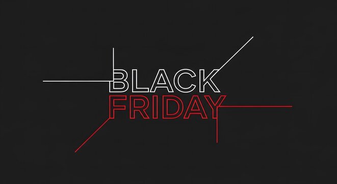 Black Friday, A modern minimalist typographic design that clearly announce BLACK FRIDAY, embodying the spirit of shopping.