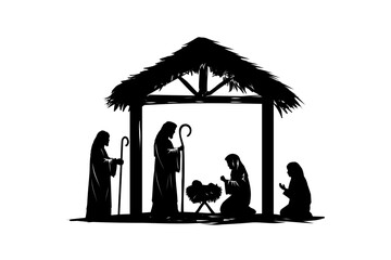 Illustration of Christmas Nativity scene