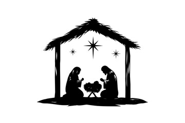 Illustration of Christmas Nativity scene