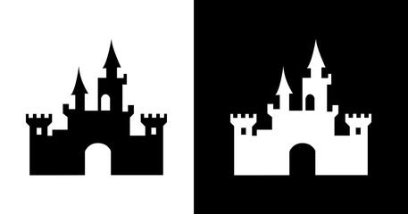 Obraz premium black and white illustration of castle icon