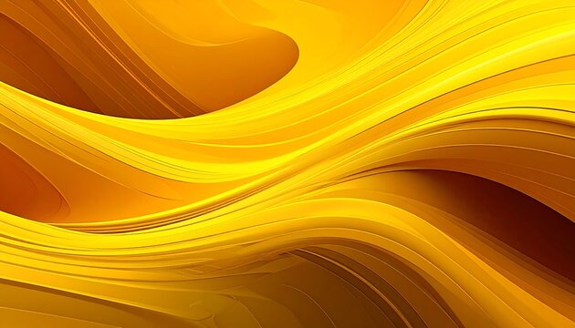 An abstract composition of flowing, golden-yellow curves and undulating lines, creating a sense of energy and movement. The light gradient
