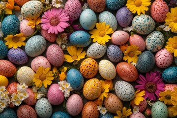 Background featuring colorful Easter eggs, springtime celebrations, and holiday decorations. The mockup captures the essence of vacation and festive seasons, with emphasis, Generative AI