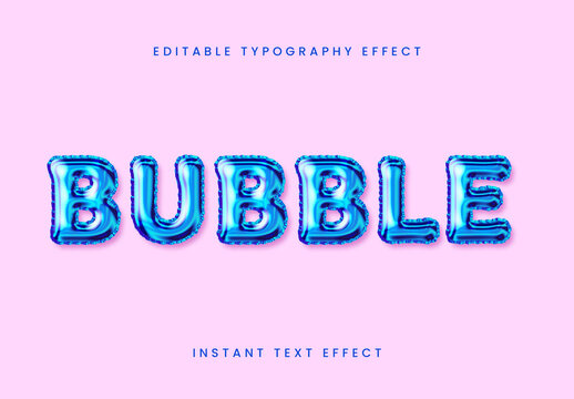 Blue Inflated Glossy 3D Text Effect Balloon Reflective Font