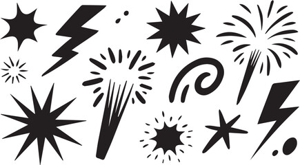Line speed cartoon effect, boom explosive motion line element set. Comic boom burst, explosive smoke, Hand drawn sketch doodle action effect. Vector  © Emongrapic