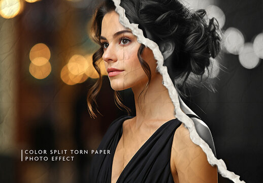 Black And White Torn Paper Photo Effect