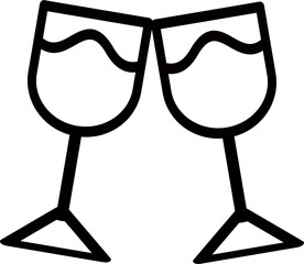 Champagne glasses toasting icon. Glasses clinking vector icon. Vector graphic, not Artificial Intelligence, logo illustration. Replaceable vector design.
