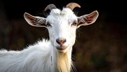 White Goat Portrait - A Close-Up View.