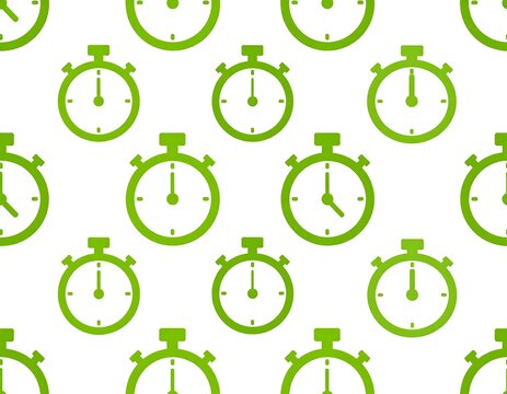 Repeated green stopwatch icons forming a pattern on white