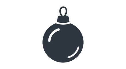 Simple dark silhouette of an oval christmas ornament with a hanging loop