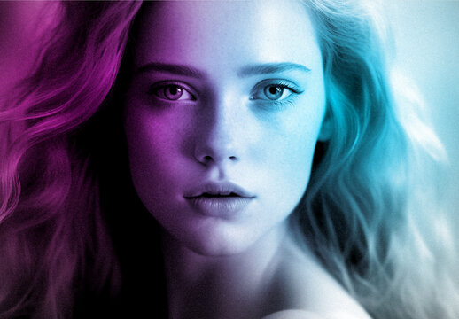 Purple And Blue Double Light Photo Effect