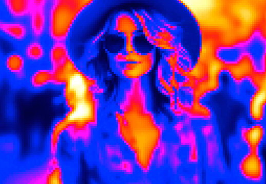 Red And Orange Pixel Melt Heatwave Photo Effect