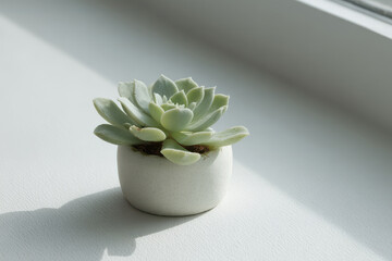 succulent plant sits elegantly on windowsill with informative text about urban care popping up nearby