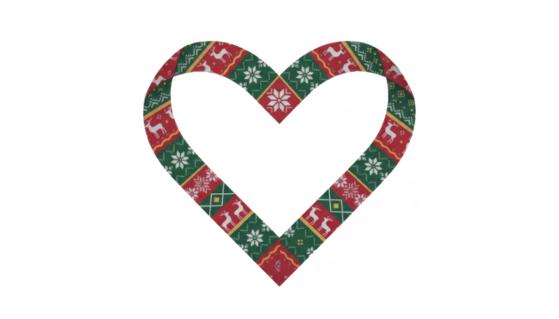 Heart Shape With Scandinavian Christmas Pattern on White Background