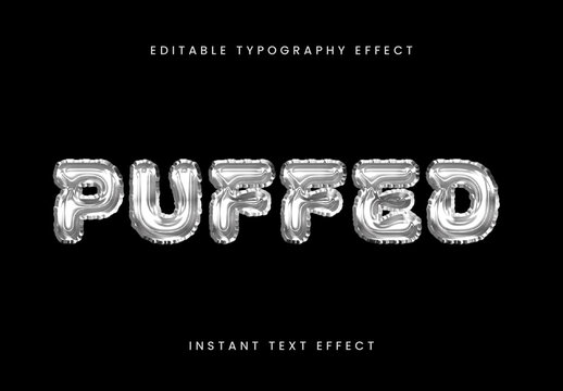 Silver Inflated Glossy 3D Text Effect Balloon Chrome Font
