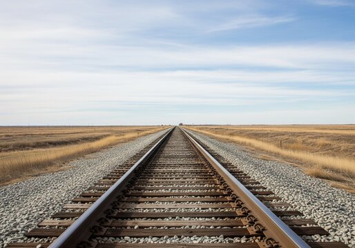 Train tracks disappearing into distance