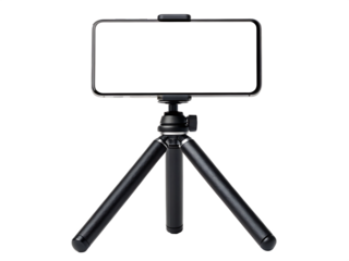 Smartphone on a tripod isolated on transparent background isolated on white background