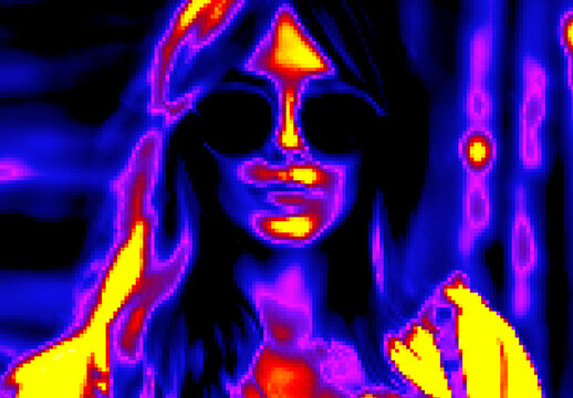 Purple And Yellow Pixel Melt Heatwave Photo Effect