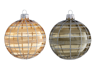 Christmas tree ornaments with a grid pattern cut out isolated transparent background