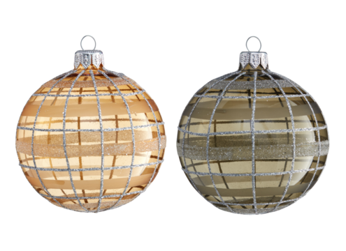 Christmas tree ornaments with a grid pattern cut out isolated transparent background - Powered by Adobe