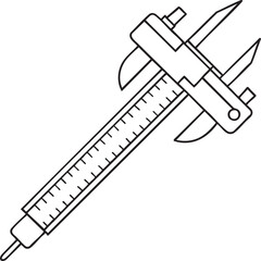 Caliper measuring tool line icon illustration for precision, accuracy, engineering, and industrial tool design